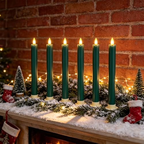 Velas LED verdes de cera auténtica con mando a distancia para decoración en fiestas y bodas 7