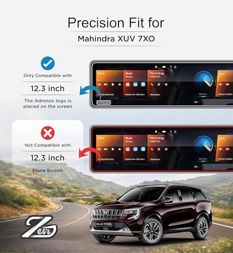 Image of ZEIR MATTE [2 PACK] Screen Protector Compatible with MAHINDRA XUV 7XO Models - 12.3 Inch Triple Screen Long (With Adrenox+ Badge Cutout) + Flexible TPU Storage Panel Film 2026+ [Not Tempered Glass]
