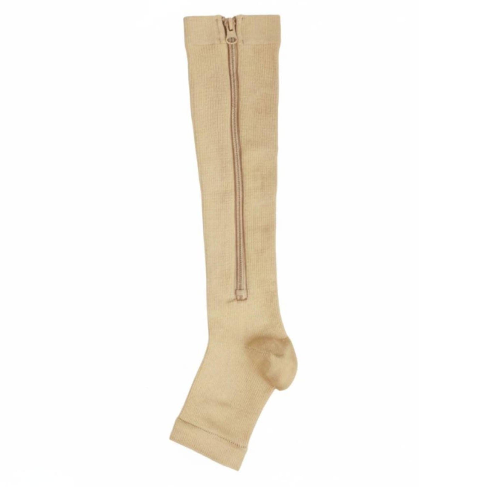 Elastic Zipper Compression Sock Easy to Put on Zipper Compression Socks Muscle Support Sports Wear Breathable for Running, Cycling, Outdoor Fitness, Nude, Xxl|Sporting Goods-image-16