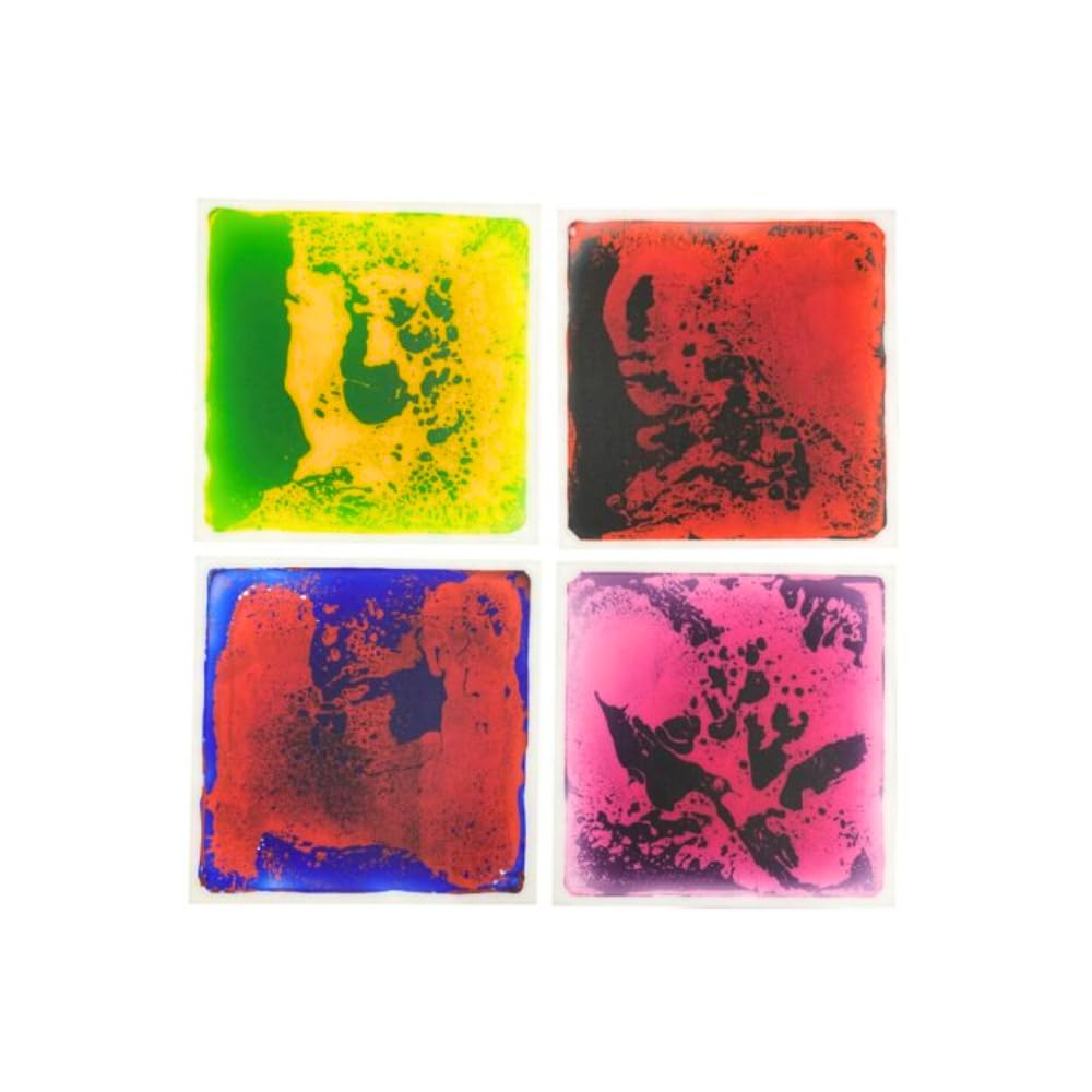 Liquid Sensory Square Floor Tiles Set of 4-50x50cm, Stimulating Touch, Sight, and Imagination