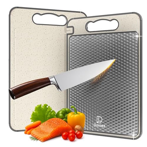 DOMEZ Tábua de Corte para Cozinha Dupla Face de Aço Inoxidável e Fibra de Palha de Trigo, ... DOMEZ Tábua de Corte para Cozinha Dupla Face de Aço Inoxidável e Fibra de Palha de Trigo, ...