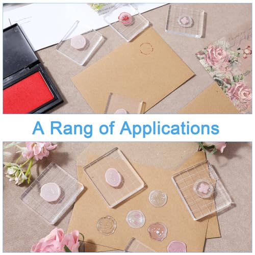 Classicseali 4PCS Acrylic Blocks for Stamping, Square Acrylic Stamp Block, with Grid Lines, Clear Stamp Block, for DIY Crafts, Scrapbooking, Card Making, Decorations and Stamping Projects - Thumbnail 5