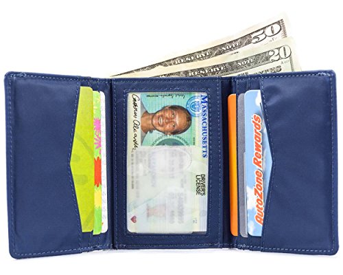 Big Skinny Men's Tri-Fold Slim Wallet, Holds Up to 25 Cards, Navy - Image 3