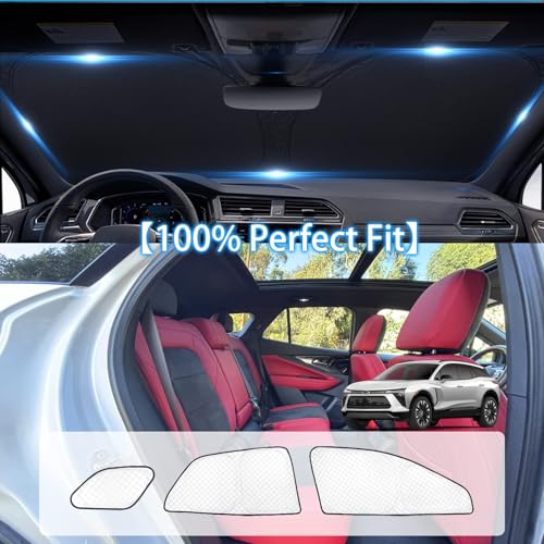 Image of KMF 8pcs Full Window Sun Shades Custom Fit for Chevy Chevrolet Blazer EV Accessories 2024 2025, Privacy Car Window Covers Sunshade for Windshield Side Rear, UV Block and Blackout for Car Camping /Baby