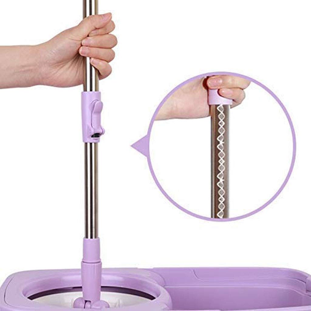 Cubo de trapeador Giratorio, Limpieza de Piso de trapeador fácil 360 con Mango Ajustable de Longitud extendida Uso húmedo o seco en baldosas de Madera Dura