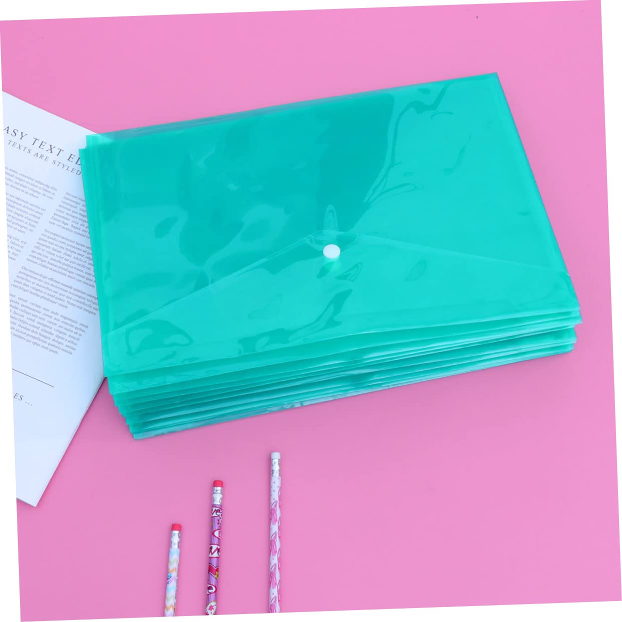 12pezzi Cartellina Portadocumenti in Plastica Pp Bottone Borsa Porta Documenti Organizer Per Casa Ufficio Scuola