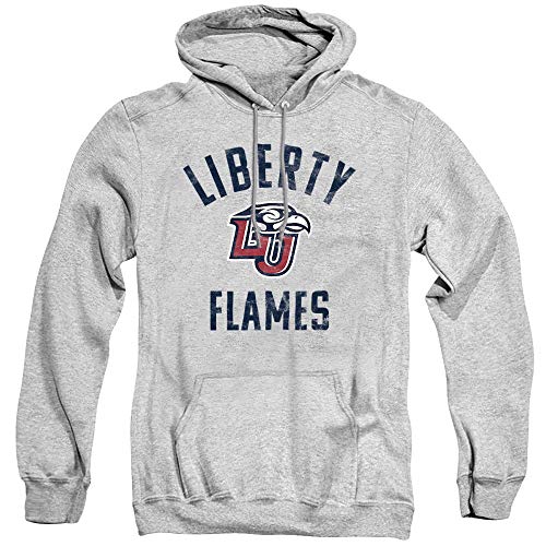 Liberty University Official Flames Logo Unisex Adult Pull-Over Hoodie,Athletic Heather, 2X-Large