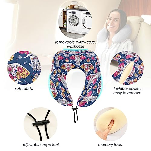 innewgogo-Mandala-and-Elephant-Travel-Pillow-Memory-Foam-Support-Head-Neck-Airplane-Pillow-Comfortable-Breathable-Portable-Travel-Accessories-for-Airplane-Train-Car-Bus