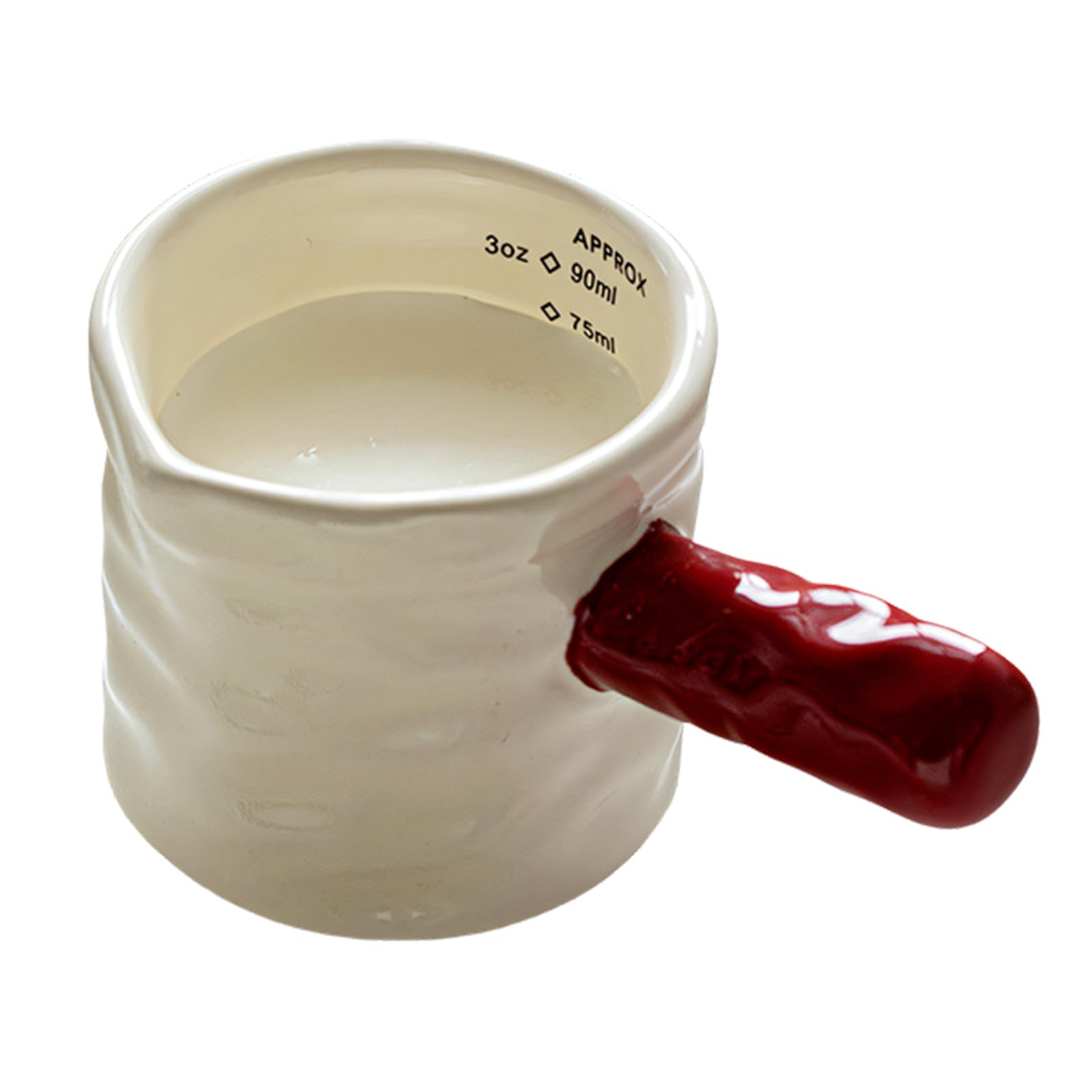 Tsophreniq Sturdy Porcelain Milk Measure Cup with Ergonomic Handle Kitchen Dispenser for Comfortable Use in Coffee Brewing Coffee Pitcher with Measurements