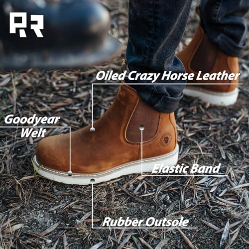 ROCKROOSTER Capitola - Anti-fatigue Comfortable Coolmax Lining Goodyear Welt Soft Toe Leather Work boots for men SAP101BK SAP102BR2