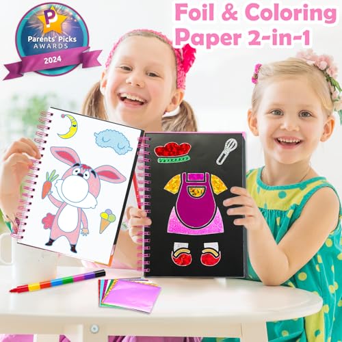 Image of FUNNYB&G Mess-Free Foil Art Craft for Girls Ages 4-10, Kids Birthday Gift
