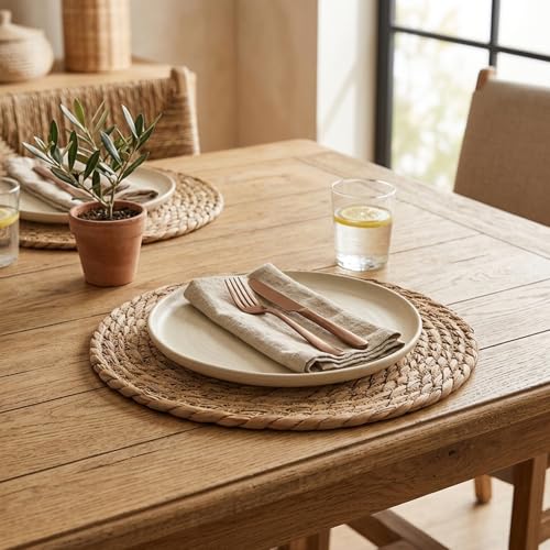Sets de table ronds papyrus lot de 12 pour protéger table des rayures - 6