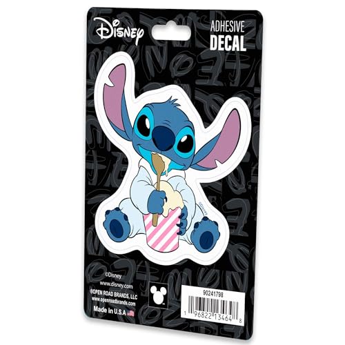 Image of Disney Lilo and Stitch with Ice Cream Adhesive Vinyl Decal - Fun Stitch Sticker for Car or Truck