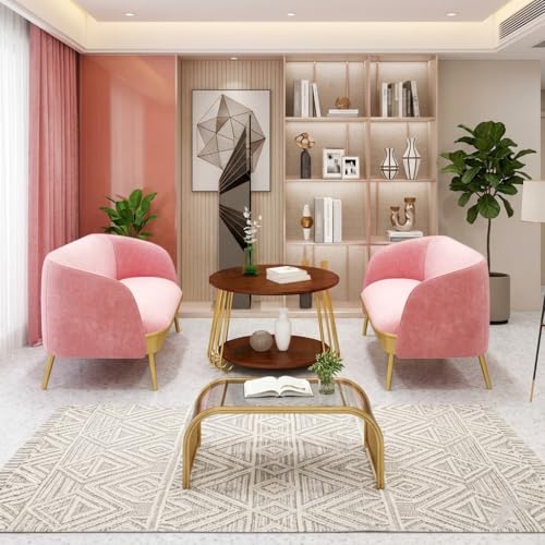 Image of Al Hama end Tables for The Living Room with a Metal-Framed Sofa Table and Modern Side Tables with Two Tiers in a Tea Marble Pattern (Gold Brown)