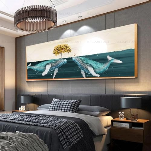 Affiches d'arbre et de baleine 30x90cm | Images d'art mural paysage salon