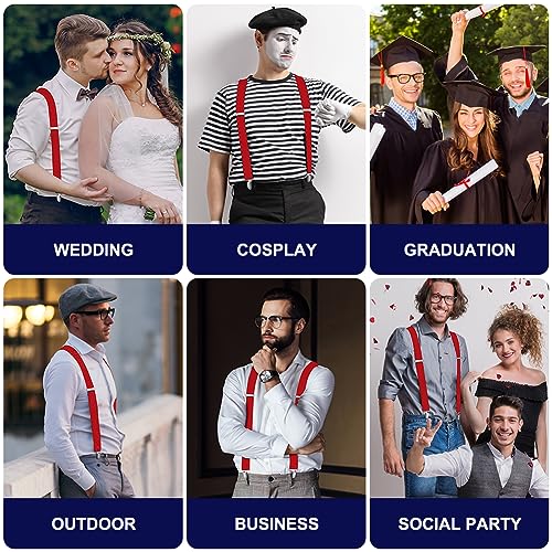 Image of Aomig Men's Adjustable Wide Braces, Extra Wide X Braces for Men, Braces for Men with Very Strong 4 Clips - 3.5 cm