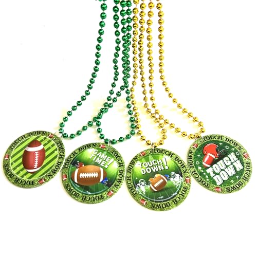 12Pcs Super Bowl Football Bead Necklaces Party Medal Necklaces Sports Event Football Necklace Party Supplies