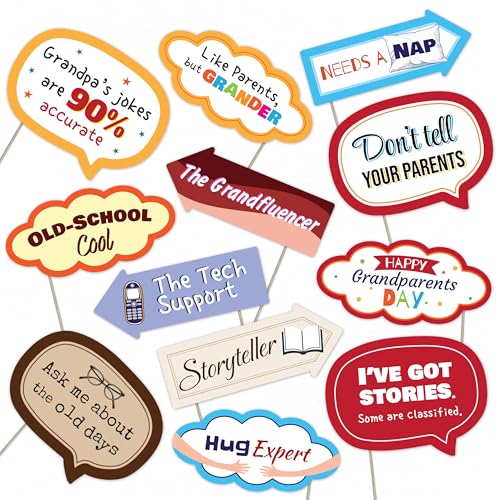 Grandparents Day Photo Booth Props for Family Celebration 12 Piece Set