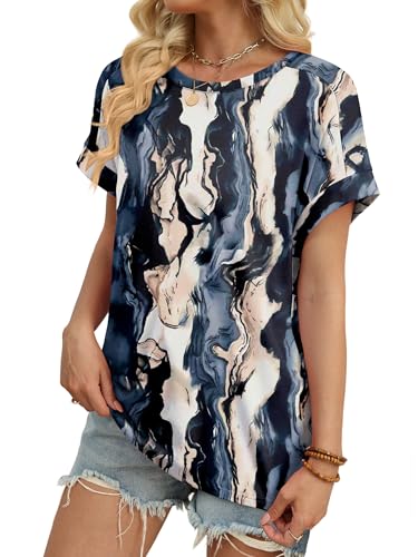 Image of WIHOLL Womens Tops Short Sleeve Shirts Summer Outfits 2026 Spring Dressy Casual Clothes Clothing