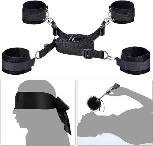 Generic Bdsm Sex Bed Bondage Restraints Kit Toys Sex Things Accessories For Adults Couples Kinky Sex Tie Downs For Women Bed Straps Restraints Sex For Under King Mattress Queen Size Bed Adult Play Sweater-F1 thumb #3