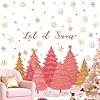 HPNIUB Large Pink Christmas Tree Wall Stickers Let It Snow Snowflake Xmas Winter,Pink Window Sticker,Merry Christmas Wall Sticker Snowman,Xmas Tree Snowflake Wallpaper for Glass Party Home Living Room #4