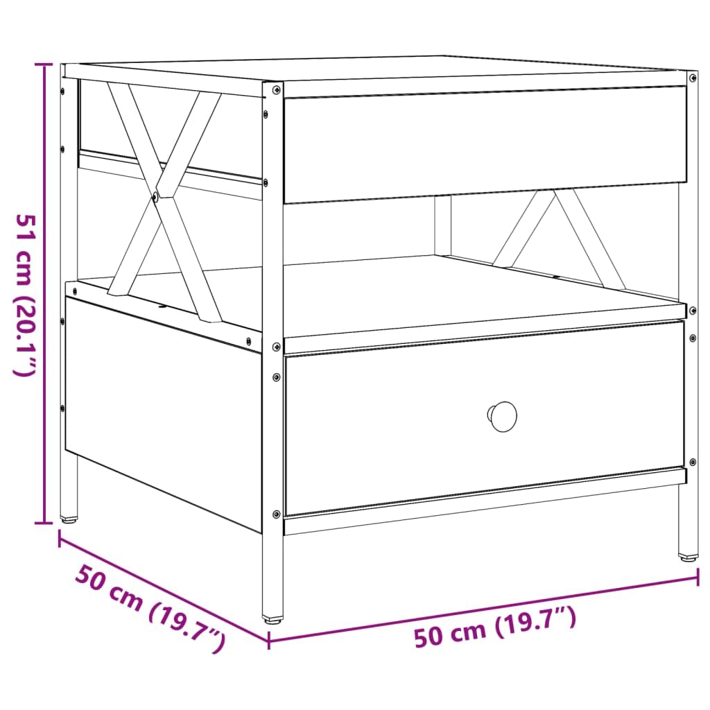 Infinity gerookte eiken salontafel met LED 50x50x41 cm