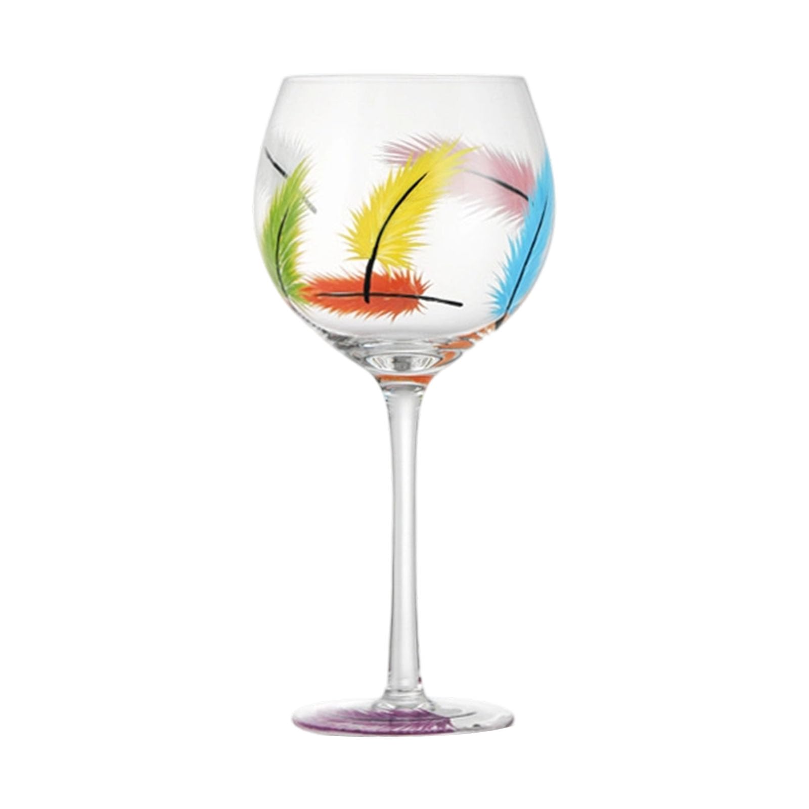 Qusinfc Design Wine Goblet Hand Blown Painted, Artistic Red Wine Glass for Celebrations, Cocktail Hand Daubed Glass