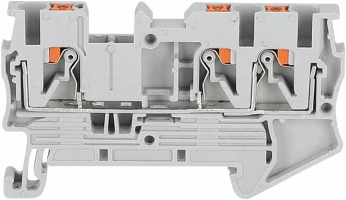10Pcs PT2.5-TW PT 2.5-TW Push-in Twin 3-Conductor Feed-Through Strip Wire Electrical Connector Din Rail Terminal Block PT 2.5 TW