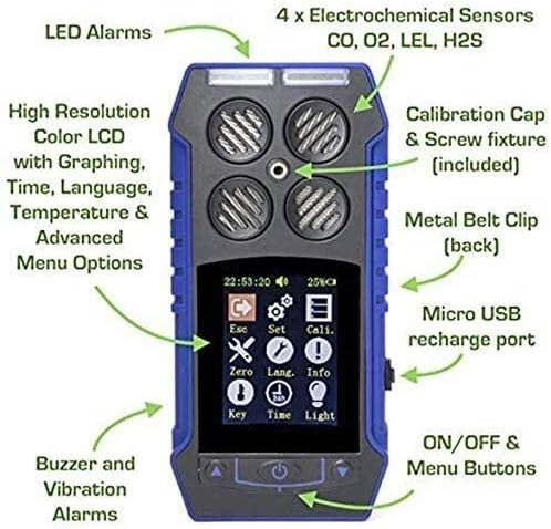 - 1 O2、CO、H2S、LELによる携帯用ガス検出器4 暖かい 【ダ】