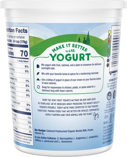 Vista 3 de Stonyfield Organic Yogur sin grasa, liso, 32 oz aperitivo de yogur multiporción y sustituto de cocina