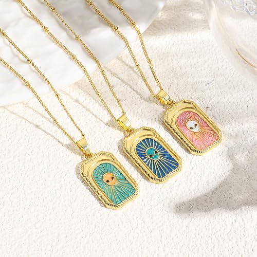 Collier Tarot fantôme or 18k luxe durable et émail