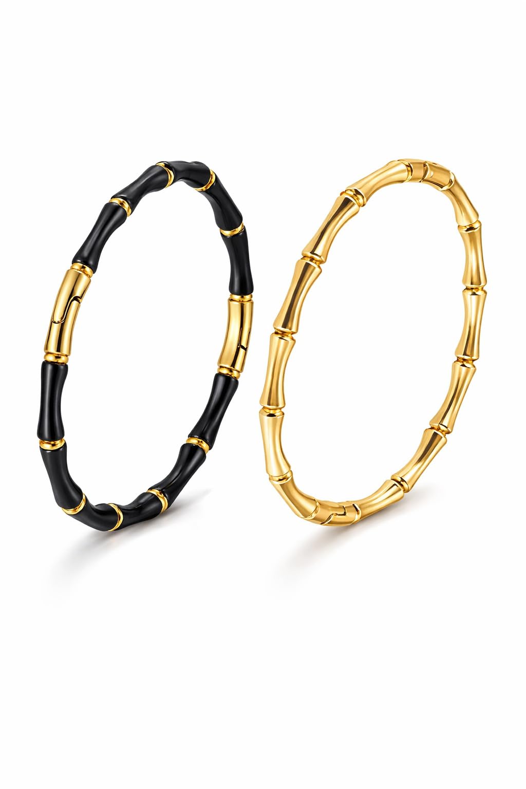 Gold Plated Bamboo Design Kada Combo Set for Girls & Women, Gold Tone and Black Color Kada, Fashion Jewelry Set CO1000511-image-34