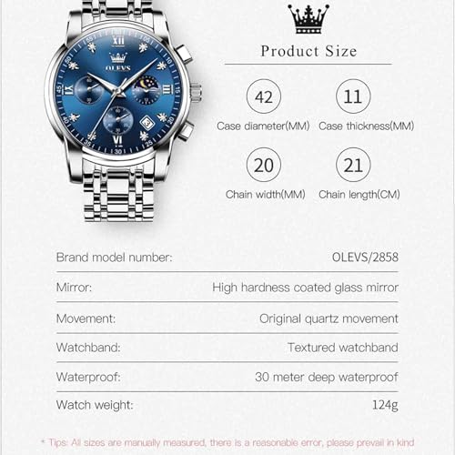 Image of OLEVS Men's Analog Watch Multi Color Business Stainless Steel Waterproof Luminous Quartz Watch Luxury Leisure Date Simulation Original Bowl Watch (In-2858- Multicolor White ?)