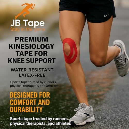 Image of JB Tape Kinesiology Tape, 80 Precut Strips, Pink, Latex‑Free, 4 Rolls | Breathable Material