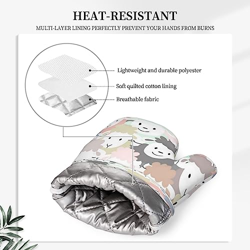 Sheep Cartoon Pattern Oven Mitts And Pot Holders Heat Resistant 2Pcs Set Bbq Gloves And Pads For Cooking Baking Grilling #TOP4