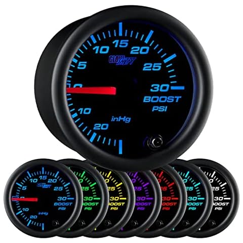 GlowShift Black 7 Color 30 PSI Turbo Boost / Vacuum Gauge Kit Cover