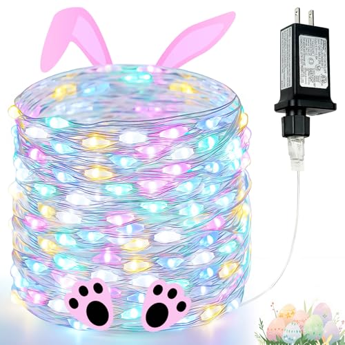 66Ft 200 LED Easter Pastel Fairy Lights Plug in, Pastel String Lights 8 Modes with Timer for Outdoor & Indoor, Waterproof Twinkle Light for Bedroom Girl's Room Garden Patio Party Easter Decorations
