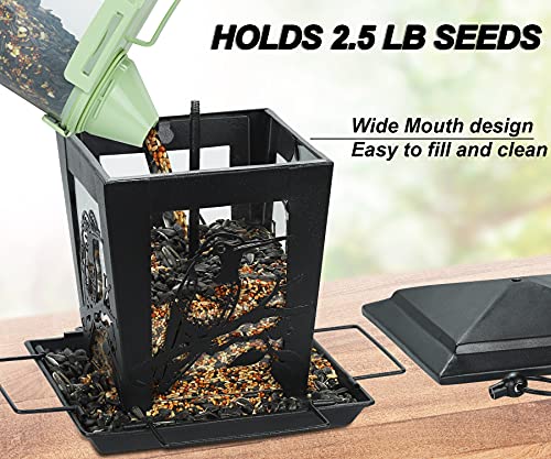 Birdream Bird Feeders For Outdoors Hanging, Metal Wild Bird Feeder With Transparent Baffle thumb #3