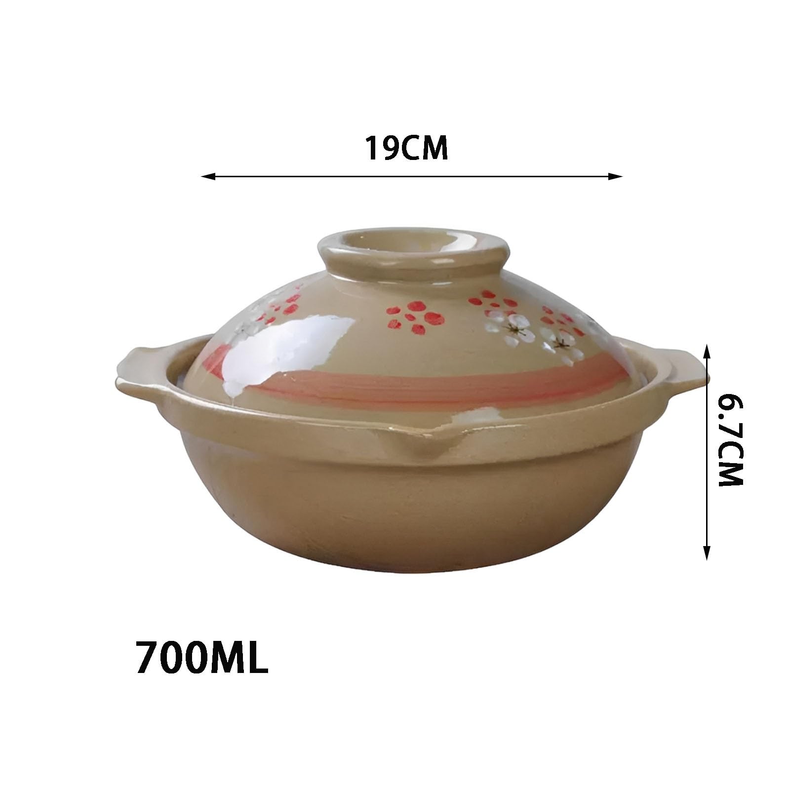 Vaso Di Argilla Giapponese Su Casseruola Di Ceramica Rotonda Isolata