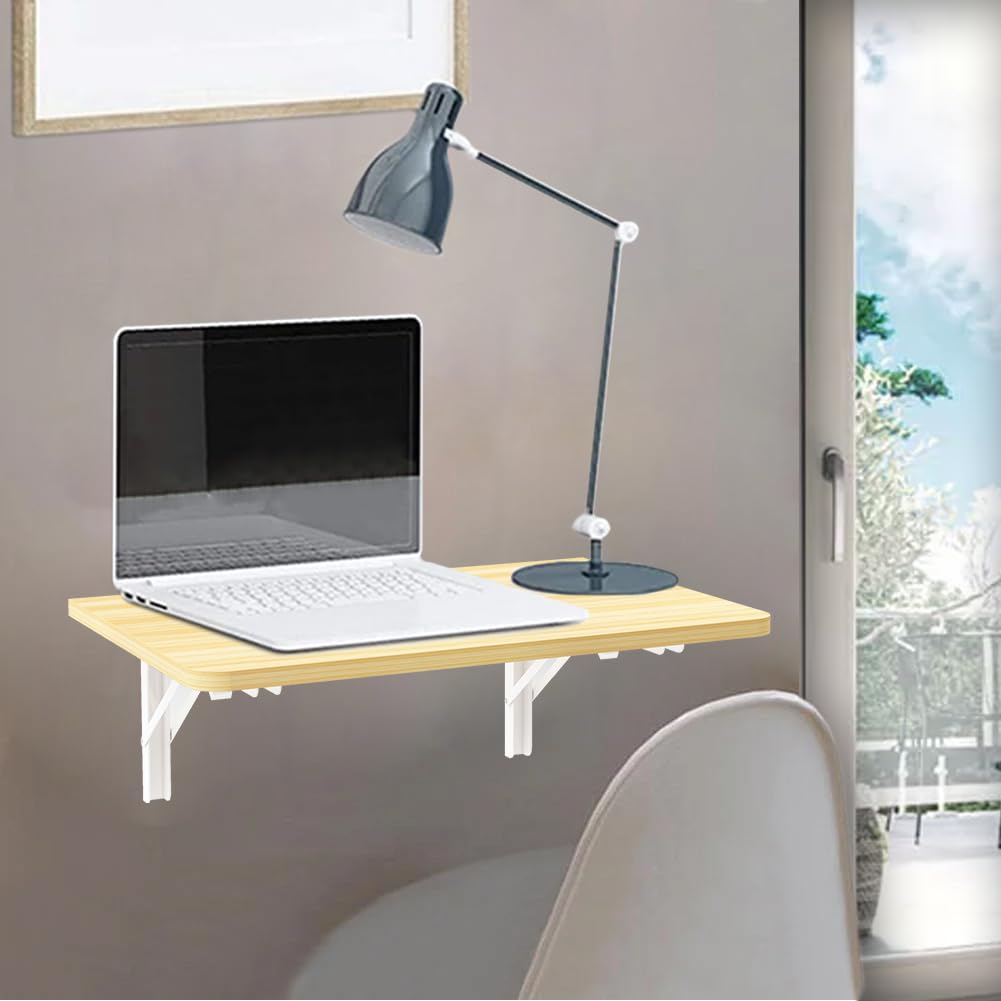 Shally Dogan Table Murale Pliante 60 x 40 cm en Bois, étagère Murale refermable, Peu encombrante, Bureau, Porte-PC, Table à Manger, Salon, Salle de Bain, Cuisine (chêne)