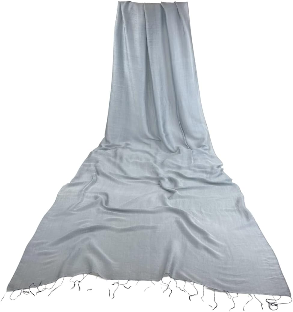 Humble Hilo Silk Blend Scarf Solid Colors Long Silk Neck Scarf for Women Large Pashmina Wrap - Image 2