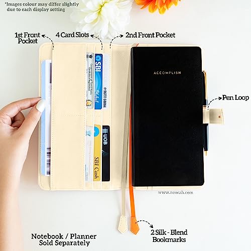 Image of NEORAH- PETITE Notebook SLEEVE with SNAP Button -[SLEEVE ONLY]|Vegan Leather|Office Diary Holder with Penloop|2 Front & 1 Back Pocket|4 Card Slots|2 BookMarks -Fits any PETITE Softcover - AFTERGLOW