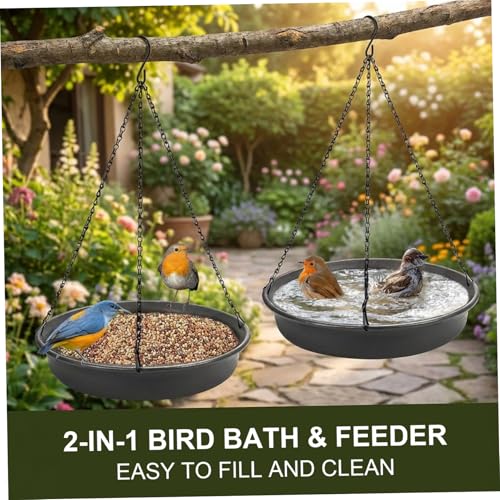 Bandeja de metal de 30 cm para alimentar aves silvestres colgando de árboles sin herramientas 6