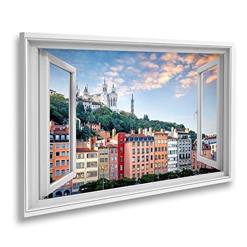 Tableau sur toile fenêtre pour illuminer une pièce sombre poster Lyon
