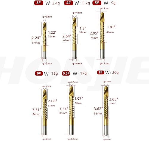 Miniatura 2 de Juego de brocas y sierra de titanio HSS de 0.118-0.315 in para cortar carpintero, madera, metal, 6 piezas