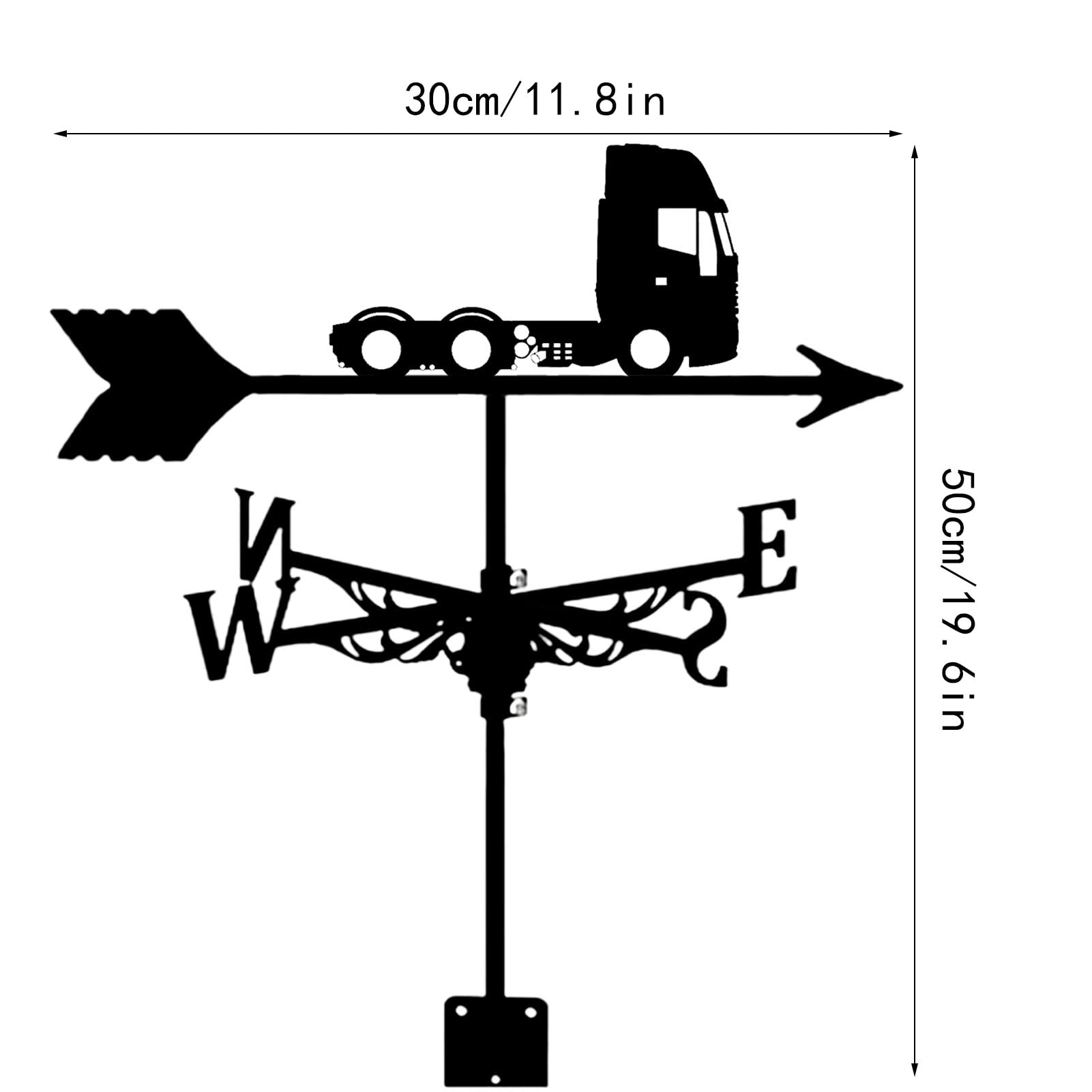 Girouette de Camion Classique en métal Durable girouette Toit Noir Installer indicateur de Direction du Vent pour Garage coupole Grange Jardin Patio Ferme décorer
