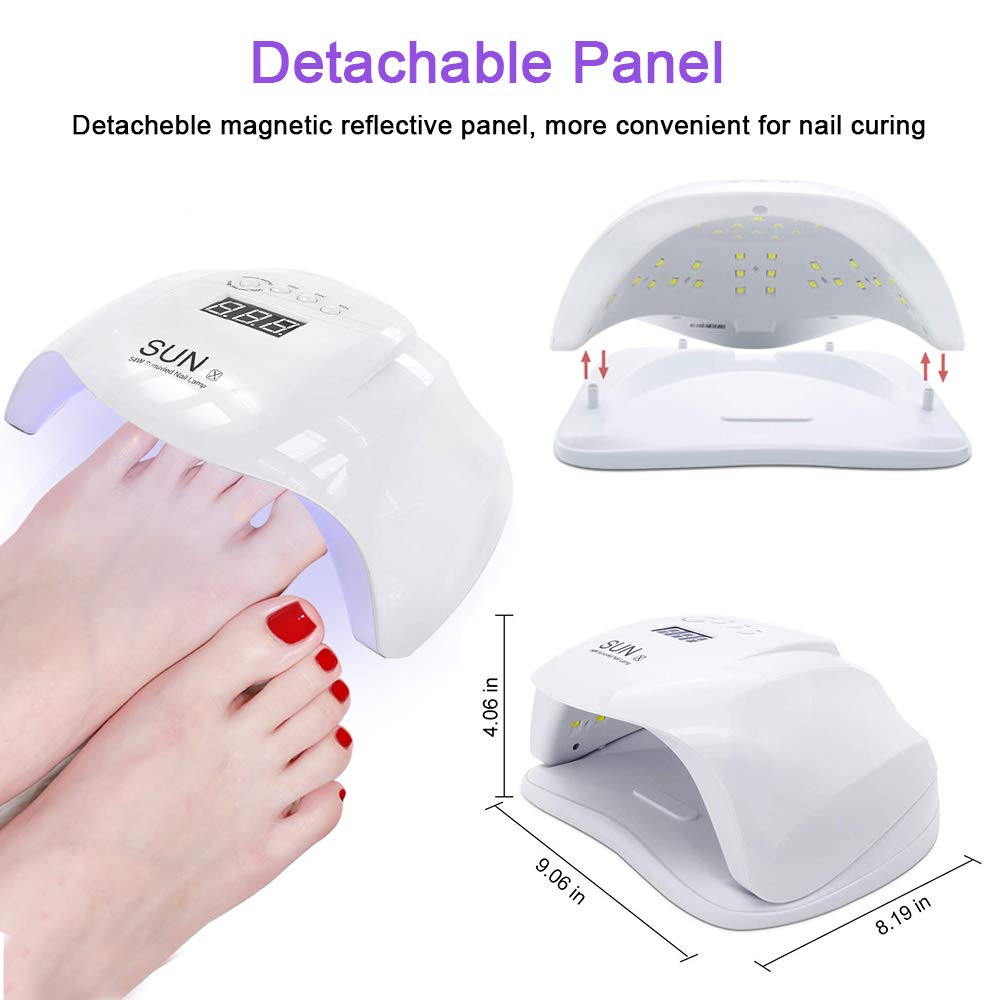 Lampada Unghie UV LED da 54W per Gel UV Lampada Unghie Professionale per Manicure e Pedicure Fornetto Unghie LED Essiccatore a UV con 4 Impostazioni del Timer e Sensore per Smalto Gel