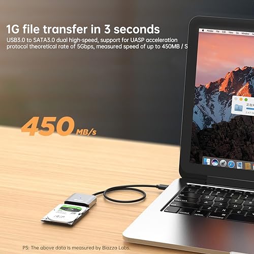 Biaze SATA to USB 3.0 Adapter Cable – 5 Gbps UASP Data Cable + 12 V/2 A Power Adapter Kit– Works with 2.5″ SSD, 3.5″ HDD, DVD/CD Drives – Plug & Play, No Driver by biaze - Used condition - Image 2