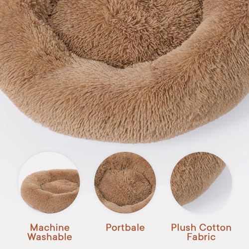 OHS Fluffy Dog Bed Large, Cat Donut Bed Super Soft Pet Beds for Dogs Calming Anti Anxiety Plush Cosy Luxury Dogs Beds Large for Living Room Kitchen, Beige - Image 6