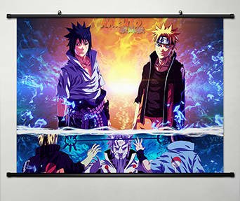 Naruto Anime Home Decor Wall Scroll Poster Fabric Painting Janpan Art Cosplay Uzumaki 23.6 x 17.7 Inches-609[A]